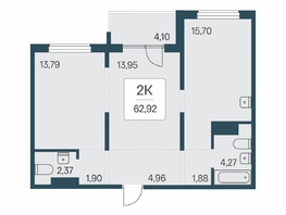 Продается 2-комнатная квартира ЖК Эко-квартал на Кедровой, дом 7, 62.92  м&sup2;, 7300000 рублей