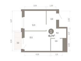 Продается 1-комнатная квартира ЖК Город на озере, 41.69  м&sup2;, 10340000 рублей