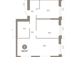 Продается 2-комнатная квартира ЖК Город на озере, 64.52  м&sup2;, 14490000 рублей