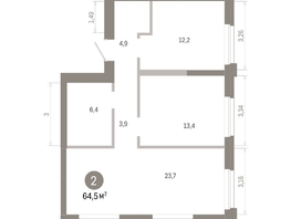 Продается 2-комнатная квартира ЖК Город на озере, 64.52  м&sup2;, 13460000 рублей