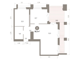 Продается 2-комнатная квартира ЖК Город на озере, 86.43  м&sup2;, 20350000 рублей