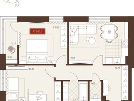 Продается 3-комнатная квартира ЖК Невский, 63.3  м&sup2;, 11260000 рублей