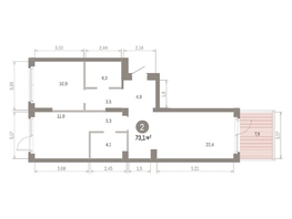 Продается 2-комнатная квартира ЖК Пшеница, 6.1, 73.14  м&sup2;, 12840000 рублей