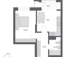 Продается 1-комнатная квартира ЖК ОСКАР, дом 2, 39.9  м&sup2;, 9690000 рублей