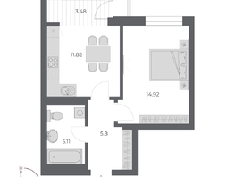 Продается 1-комнатная квартира ЖК ОСКАР, дом 3, 41.1  м&sup2;, 8670000 рублей
