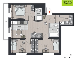 Продается 4-комнатная квартира ЖК ДНК, 73.3  м&sup2;, 10182850 рублей