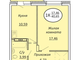 Продается 1-комнатная квартира ЖК Пролетарский, 40.65  м&sup2;, 6504000 рублей