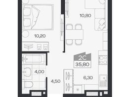 Продается 2-комнатная квартира ЖК Ясный берег, дом 33, 35.8  м&sup2;, 6903000 рублей