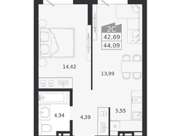 Продается 2-комнатная квартира ЖК Ясный берег, дом 20, 44.09  м&sup2;, 8106000 рублей