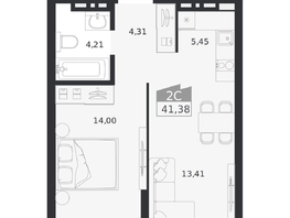 Продается 2-комнатная квартира ЖК Ясный берег, дом 20, 41.38  м&sup2;, 7977000 рублей