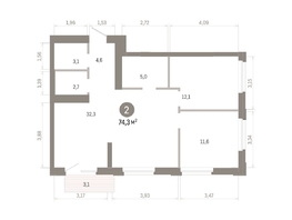 Продается 2-комнатная квартира ЖК Город на озере, 74.26  м&sup2;, 15590000 рублей