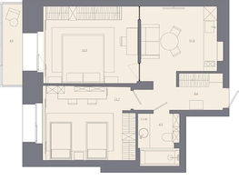 Продается 2-комнатная квартира ЖК Калининский квартал, д 3, 47.7  м&sup2;, 9540000 рублей