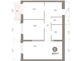Продается 2-комнатная квартира ЖК Город на озере, 67.49  м&sup2;, 12460000 рублей