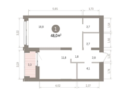 Продается 1-комнатная квартира ЖК Европейский берег, дом 32, 48  м&sup2;, 9660000 рублей