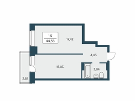 Продается 1-комнатная квартира ЖК Расцветай на Зорге, дом 2, 44.9  м&sup2;, 4420000 рублей