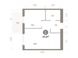 Продается 1-комнатная квартира ЖК Пшеница, дом 5.2, 44.36  м&sup2;, 5980000 рублей