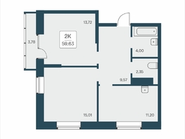 Продается 2-комнатная квартира ЖК Расцветай на Дуси Ковальчук, 59.63  м&sup2;, 9850000 рублей