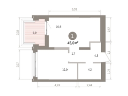 Продается 1-комнатная квартира ЖК Европейский берег, дом 32, 44.01  м&sup2;, 8950000 рублей