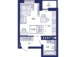 Продается Студия ЖК Горизонт, дом 2, 29.7  м&sup2;, 5550000 рублей