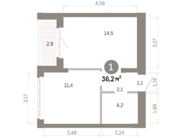 Продается 1-комнатная квартира  Квартал Молодость, дом 1, 36.21  м&sup2;, 6730000 рублей