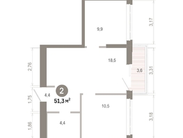 Продается 2-комнатная квартира  Квартал Молодость, дом 1, 51.3  м&sup2;, 8880000 рублей