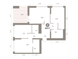 Продается 3-комнатная квартира  Квартал Молодость, дом 1, 96.57  м&sup2;, 15740000 рублей