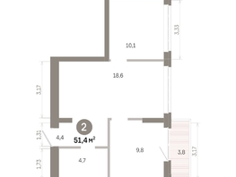Продается 2-комнатная квартира  Квартал Молодость, дом 1, 51.44  м&sup2;, 8650000 рублей