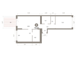 Продается 2-комнатная квартира  Квартал Молодость, дом 1, 71.07  м&sup2;, 11920000 рублей