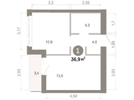 Продается 1-комнатная квартира  Квартал Молодость, дом 1, 36.87  м&sup2;, 7170000 рублей