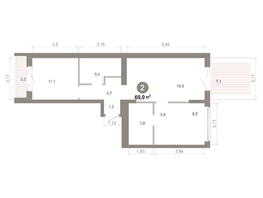 Продается 2-комнатная квартира  Квартал Молодость, дом 1, 69.89  м&sup2;, 11630000 рублей
