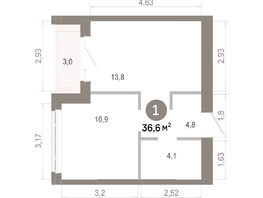 Продается 1-комнатная квартира  Квартал Молодость, дом 1, 36.62  м&sup2;, 6750000 рублей