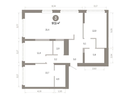 Продается 3-комнатная квартира  Квартал Молодость, дом 1, 97.14  м&sup2;, 16290000 рублей