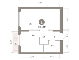 Продается 1-комнатная квартира ЖК Пшеница, 6.1, 39.64  м&sup2;, 5640000 рублей