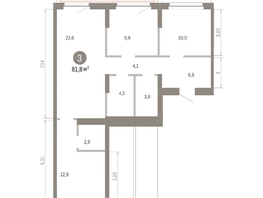 Продается 3-комнатная квартира ЖК Лебедевский квартал, д 1, 81.8  м&sup2;, 10420000 рублей