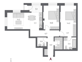 Продается 3-комнатная квартира ЖК ОСКАР, дом 2, 80.5  м&sup2;, 15770000 рублей