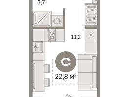 Продается Студия ЖК Пшеница, дом 2.1, 22.48  м&sup2;, 3540000 рублей