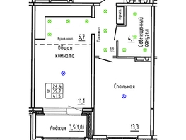 Продается 2-комнатная квартира ЖК Самоцветы, Бирюза дом 3, 41.5  м&sup2;, 6600000 рублей