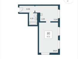 Продается Апартамент АК Тайм Парк, 46.1  м&sup2;, 6560000 рублей