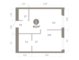 Продается 1-комнатная квартира ЖК Город на озере, 43.32  м&sup2;, 10480000 рублей