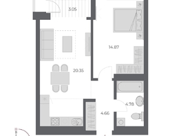 Продается 2-комнатная квартира ЖК ОСКАР, дом 3, 47.7  м&sup2;, 9490000 рублей