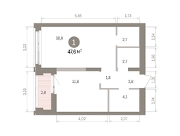 Продается 1-комнатная квартира ЖК Европейский берег, дом 32, 47.56  м&sup2;, 9570000 рублей
