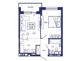 Продается 2-комнатная квартира ЖК Сподвижники, дом 2, 41.8  м&sup2;, 5600000 рублей