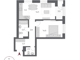 Продается 2-комнатная квартира ЖК ОСКАР, дом 2, 55  м&sup2;, 11090000 рублей