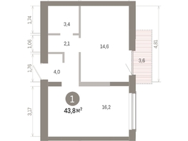 Продается 1-комнатная квартира ЖК Европейский берег, дом 46, 43.83  м&sup2;, 8630000 рублей