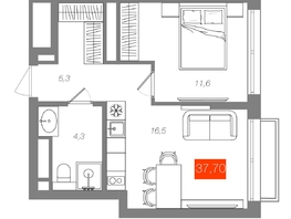 Продается 1-комнатная квартира  Квартал ЩА, сек 2.1, 37.7  м&sup2;, 7890000 рублей