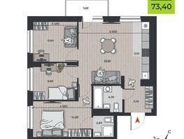 Продается 4-комнатная квартира ЖК ДНК, 73.4  м&sup2;, 9758650 рублей