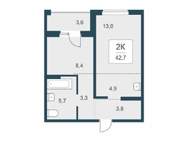Продается 2-комнатная квартира ЖК Цветной бульвар, дом 4 сек 1, 42.7  м&sup2;, 6870000 рублей