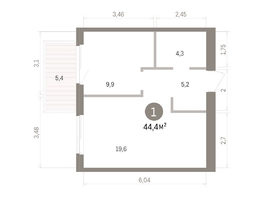 Продается 1-комнатная квартира ЖК Пшеница, дом 5.2, 44.36  м&sup2;, 6460000 рублей