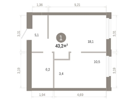 Продается 1-комнатная квартира ЖК Город на озере, 43.19  м&sup2;, 11170000 рублей