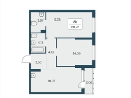 Продается 2-комнатная квартира ЖК Расцветай на Зорге, дом 4, 68.22  м&sup2;, 7150000 рублей